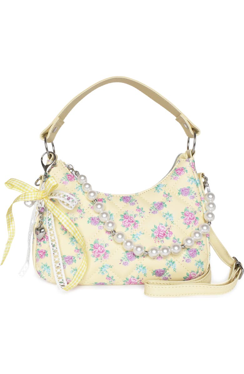 OMG Accessories Kids' Mini Floral Quilted Hobo Crossbody, Main, color, Butter