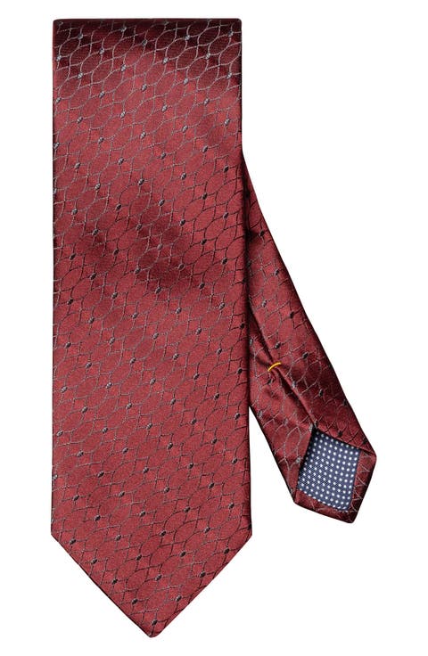 Burgundy Patterned Silk Jacquard Tie