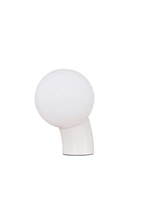 Brightech Vino 8" Curved Led Table Lamp With Globe Forsted Glass Shade And Phone Charging Usb-c Port In White