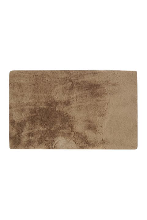 Faux Fur Rectangular Throw 3' X 5' - Taupe