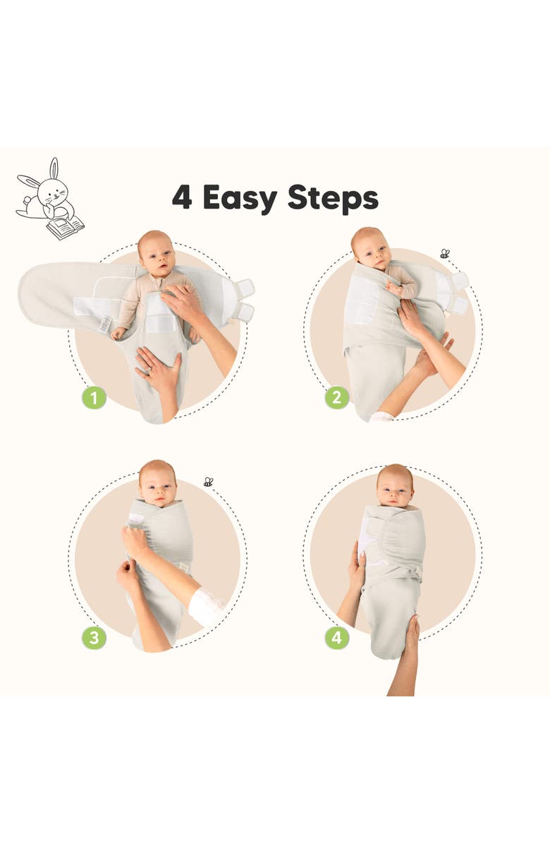 KeaBabies 3-Pack Soothe (Wren) Swaddle Wraps, Alternate, color, Granite