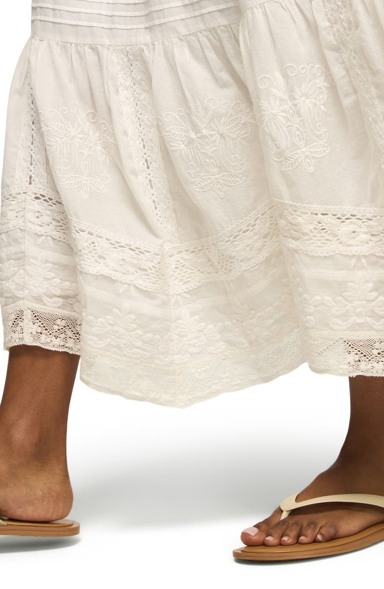 Lucky Brand Lace & Embroidery Maxi Skirt, Alternate, color, Whisper White