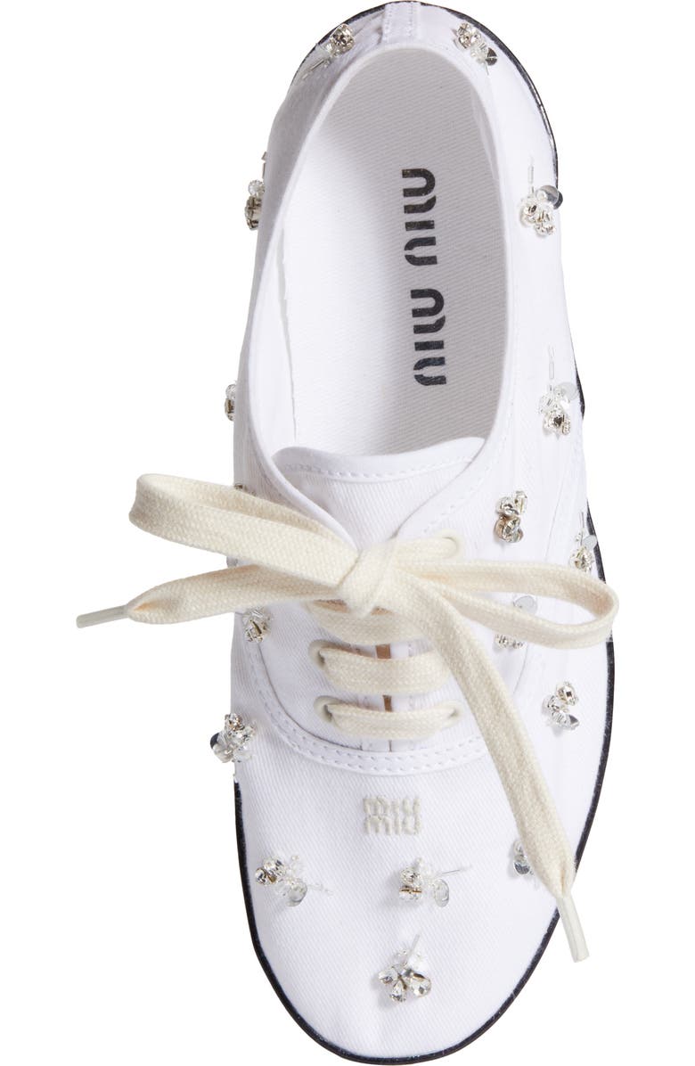 Miu Miu Crystal Embellished Low Top Canvas Sneaker, Alternate, color,