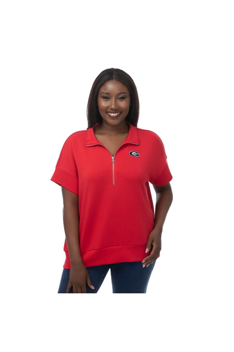 Women's ZooZatz Red Georgia Bulldogs Tri-Blend Quarter-Zip Flowy Top, Main, color, Red