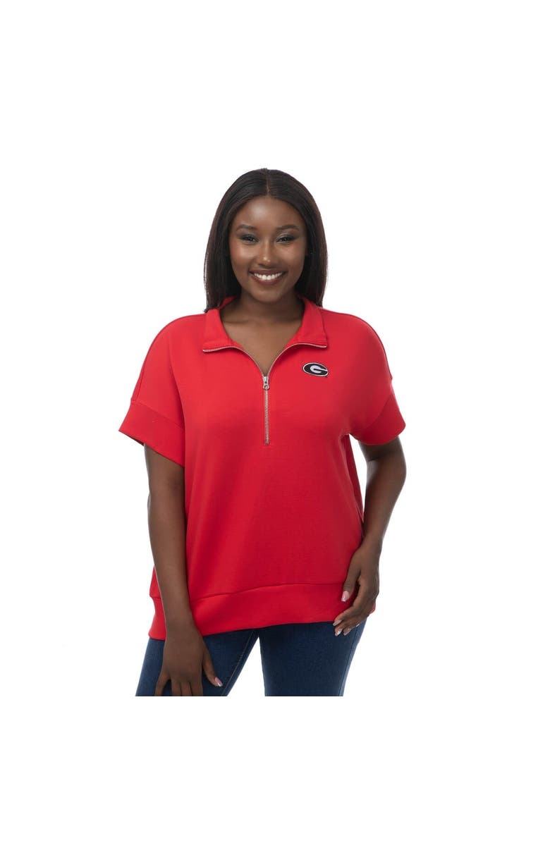 ZOOZATZ Women's ZooZatz Red Georgia Bulldogs Tri-Blend Quarter-Zip Flowy Top, Main, color, Red