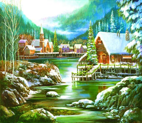 Snowy Harbor 550 piece Jigsaw Puzzle for Adults