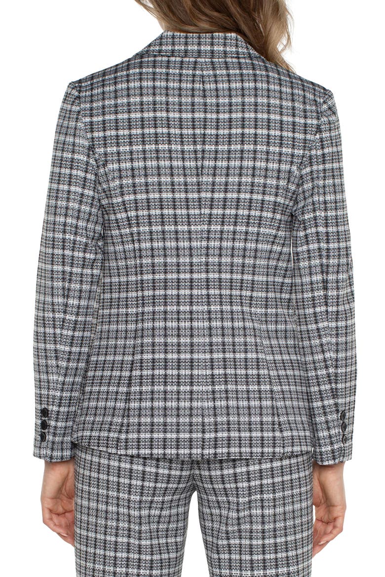 Fitted One-Button Plaid Blazer, Alternate, color, BLACK/ WHITE PLAID