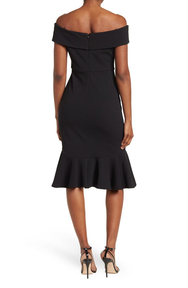 Marina Off-the-Shoulder Scuba Crepe Dress, Alternate, color,