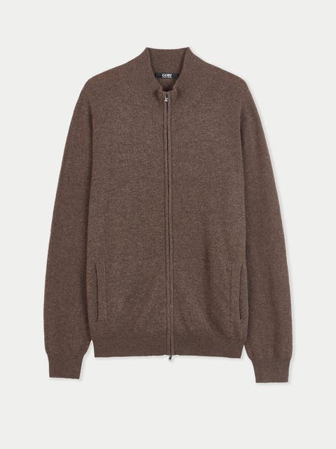 Cashmere Full-zip Stand-collar Cardigan