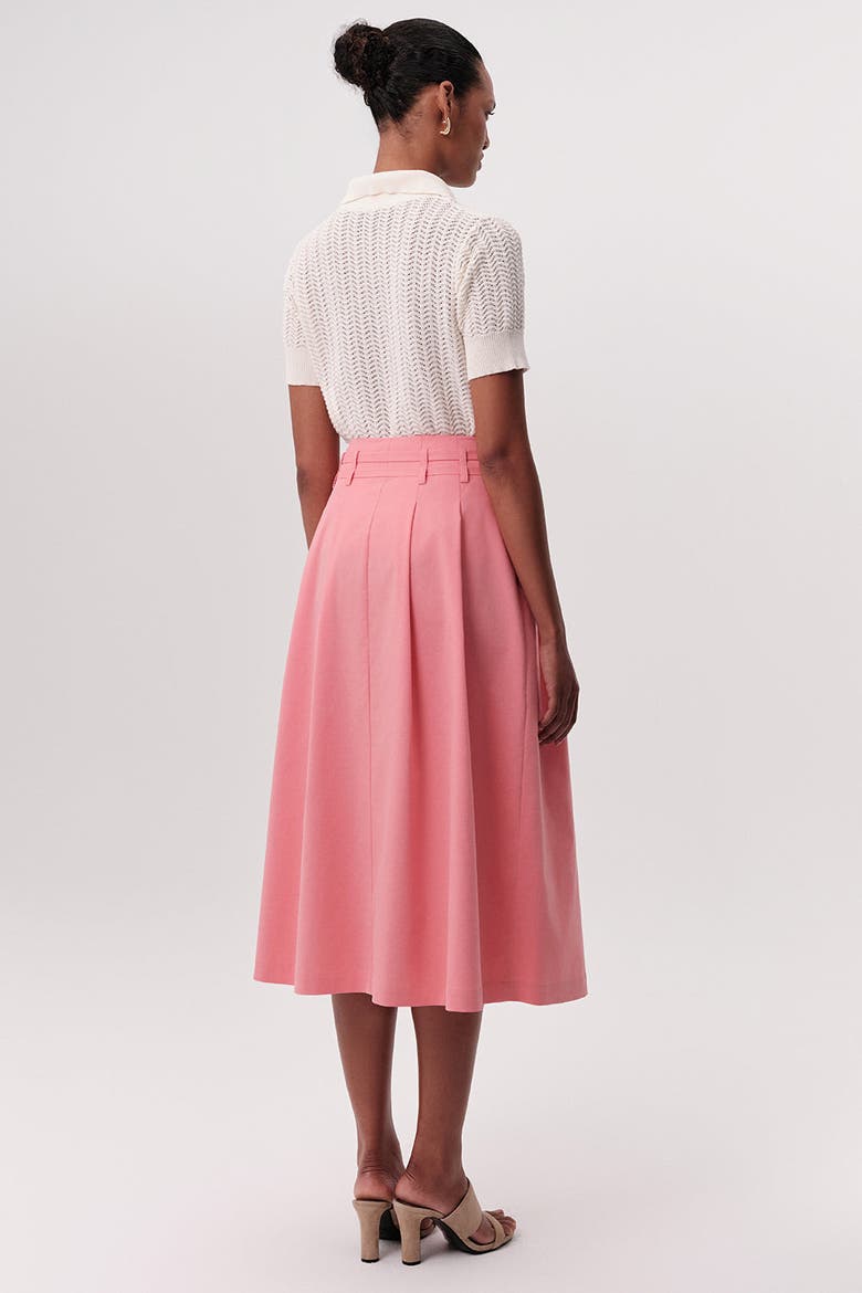 Nathalie High Waisted Pleated Midi Skirt, Alternate, color, Pink