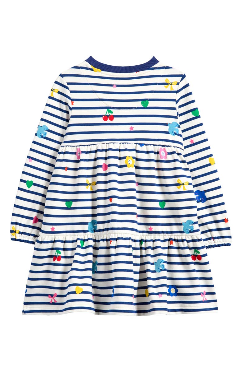 Mini Boden Kids' Stripe Long Sleeve Tiered Sweatshirt Dress, Alternate, color,