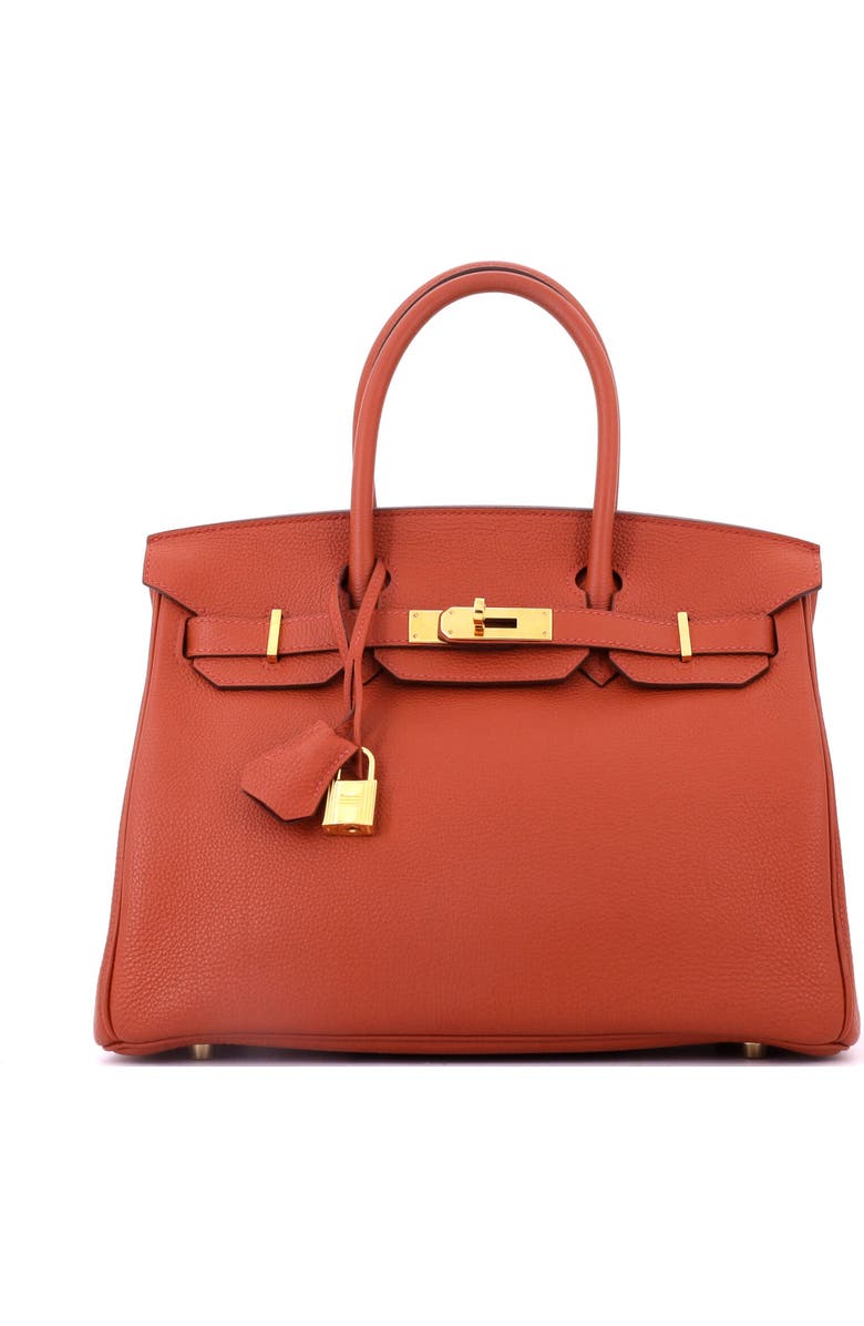 Pre-Owned Hermes Birkin Handbag Orange Togo with Gold Hardware 30, Main, color, Verso - Brique/Rouge H