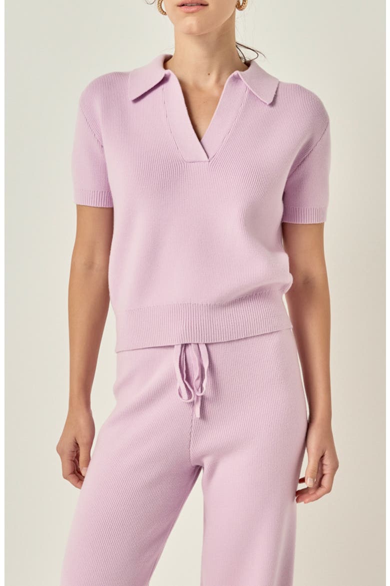 Johnny Collar Knit Top, Main, color, LILAC