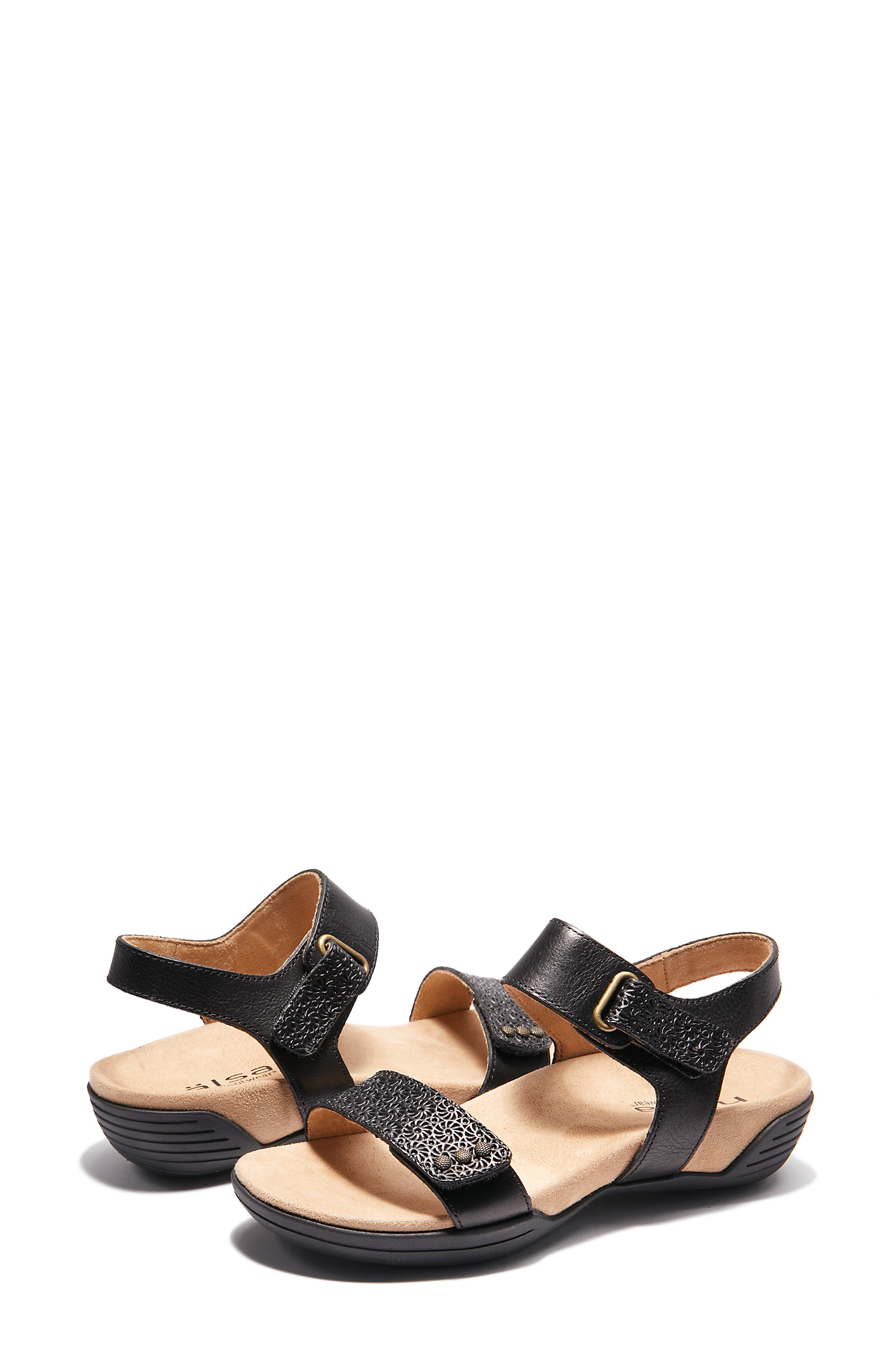 Hälsa Footwear Dominica Sandal, Alternate, color, Black Embossed