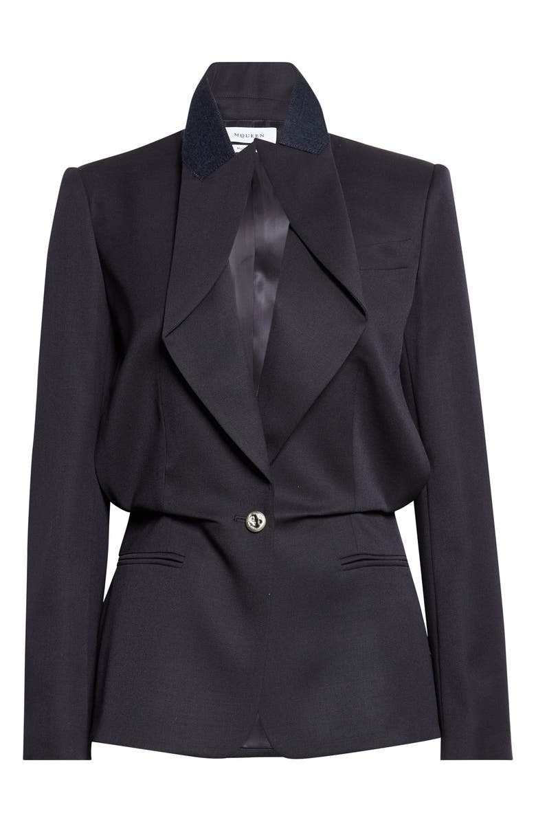 McQueen Cotton Folded Lapel Jacket, Main, color, Navy