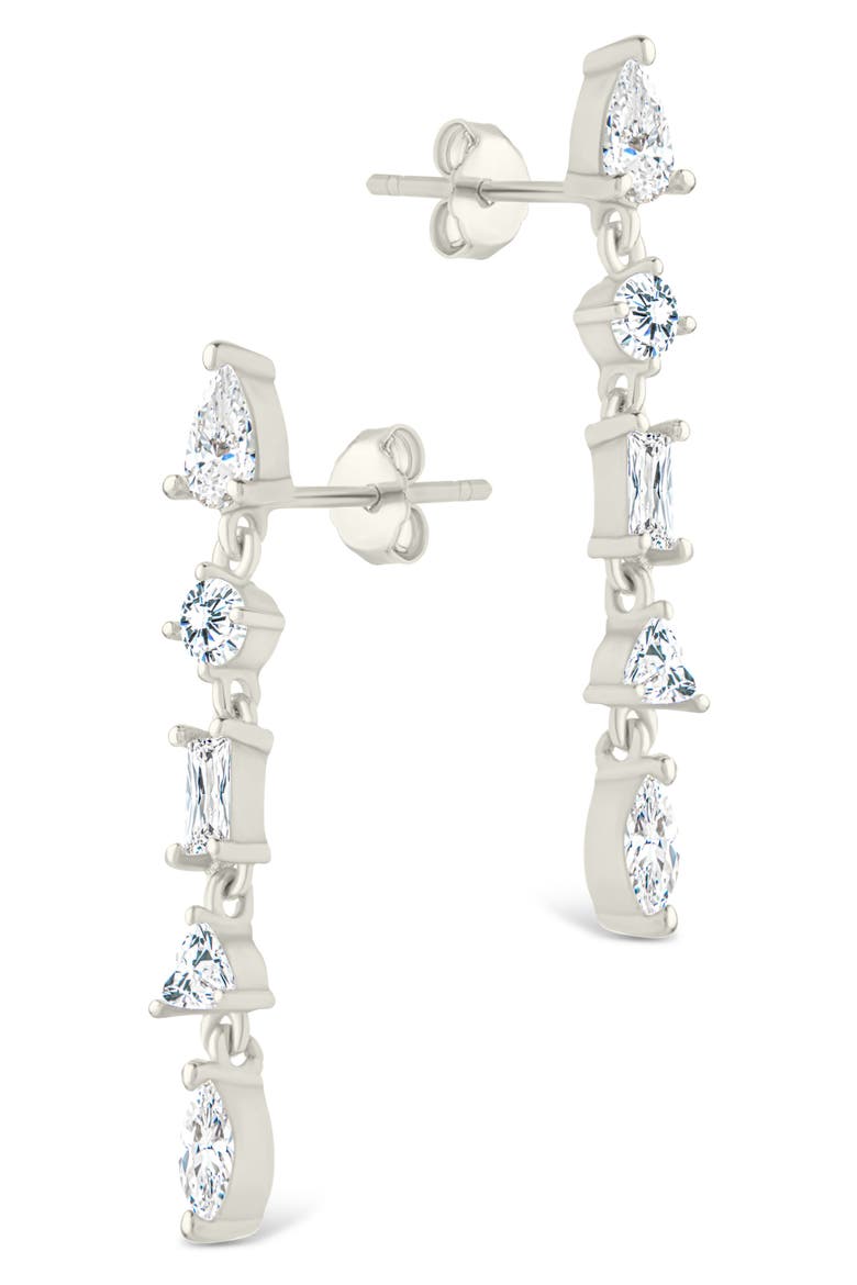 Jacinda Cubic Zirconia Drop Earrings, Alternate, color, SILVER