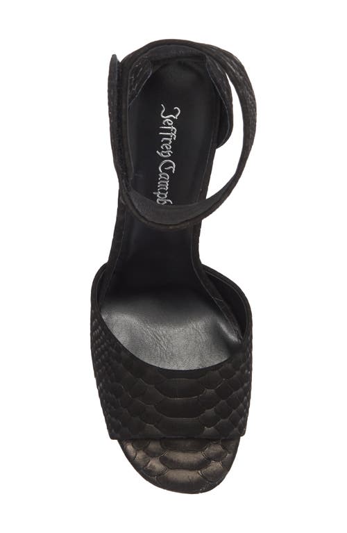Jeffrey Campbell La Vida Snakeskin Embossed Ankle Strap Sandal In Black