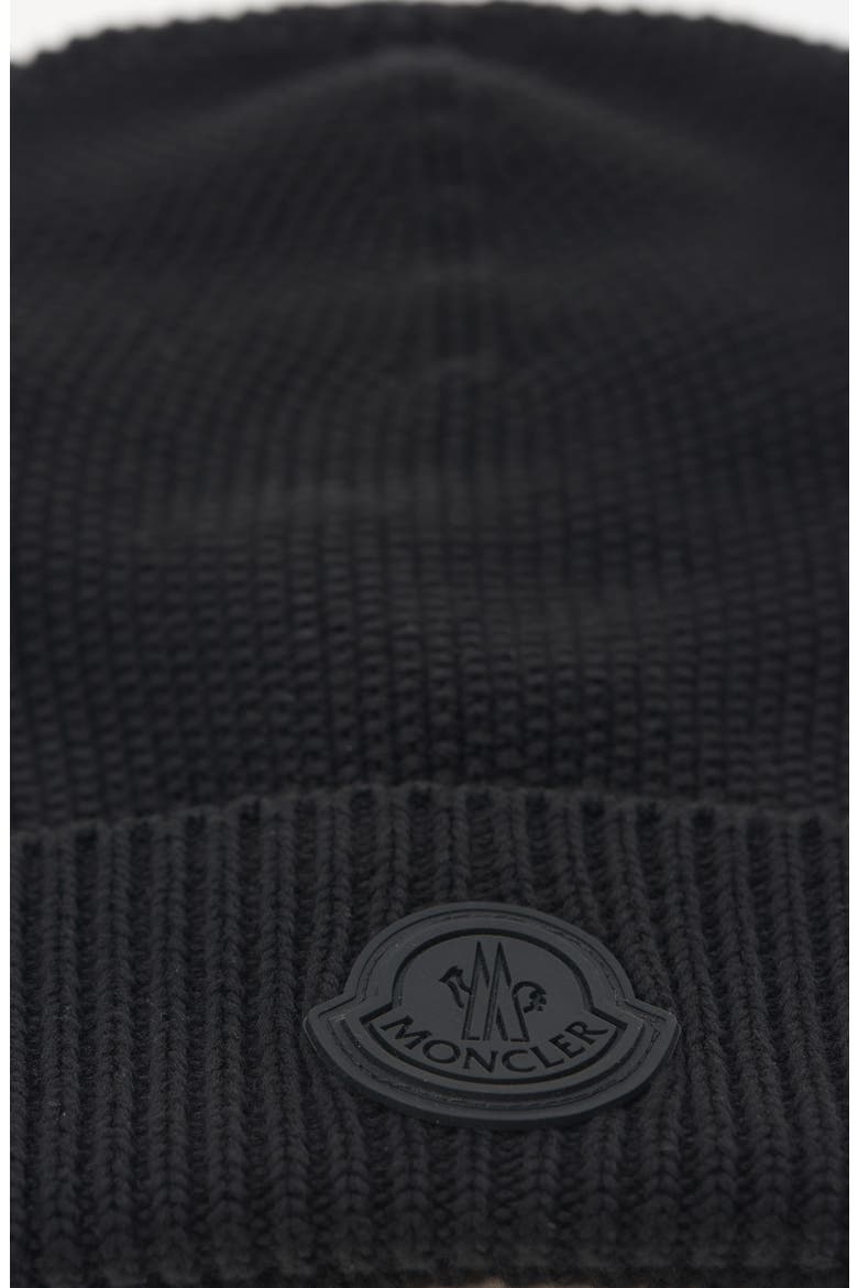 Logo Patch Cotton Rib Beanie, Alternate, color, BLACK