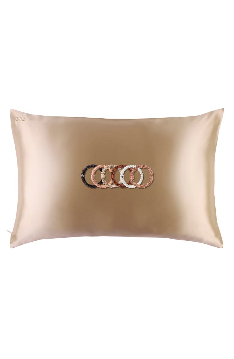 slip Pure Silk Pillowcase & Skinny Scrunchie Set, Main, color, Caramel
