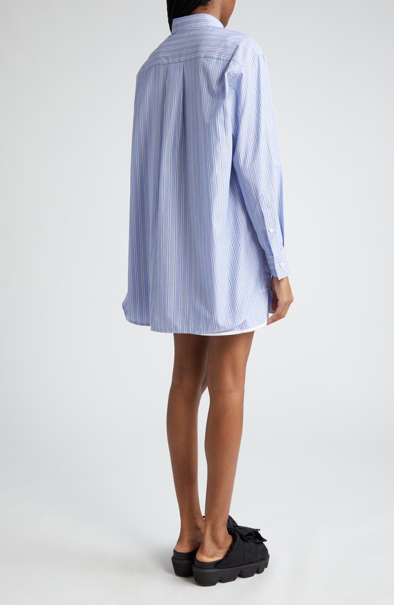 Sacai Stripe Layered Ruffle Long Sleeve Cotton Poplin Shirtdress, Alternate, color,