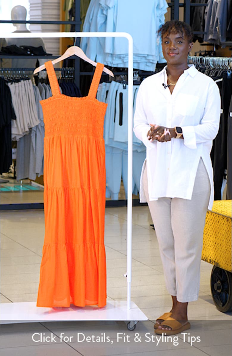 Faithful Smocked Tiered Cotton Cover-Up Midi Dress, sales video thumbnail