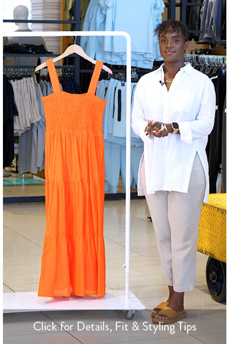 Faithful Smocked Tiered Cotton Cover-Up Midi Dress video