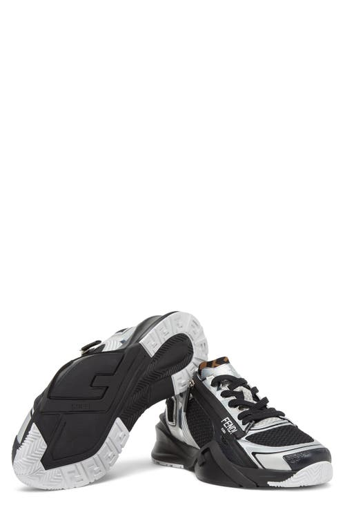 Fendi Flow Mesh Low-top Sneakers In Silver/nero