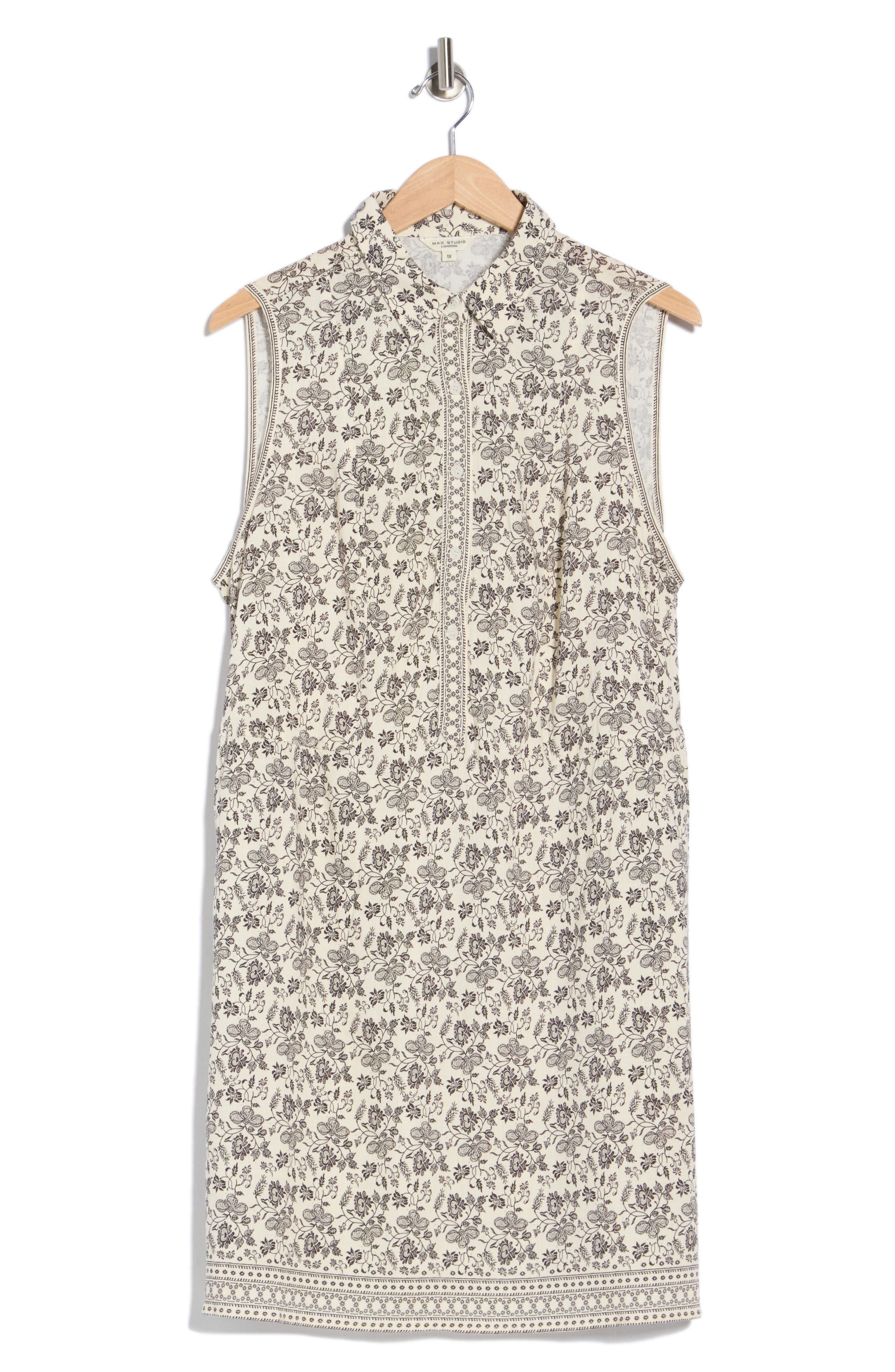 MAX STUDIO Floral Sleeveless Shirtdress