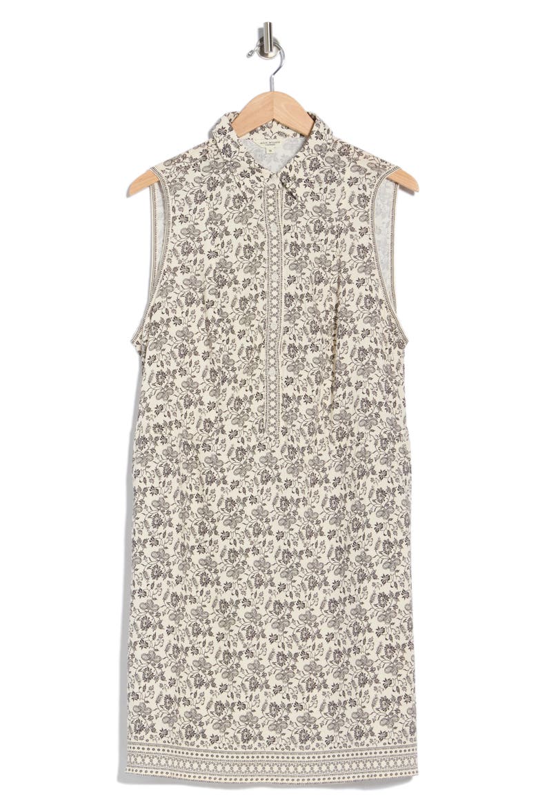 Floral Sleeveless Shirtdress, Alternate, color, IVORY/ BLACK VINTAGE STENCIL