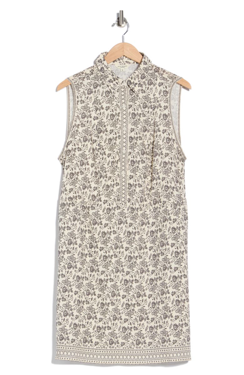 MAX STUDIO Floral Sleeveless Shirtdress, Main, color, Ivory/ Black Vintage Stencil
