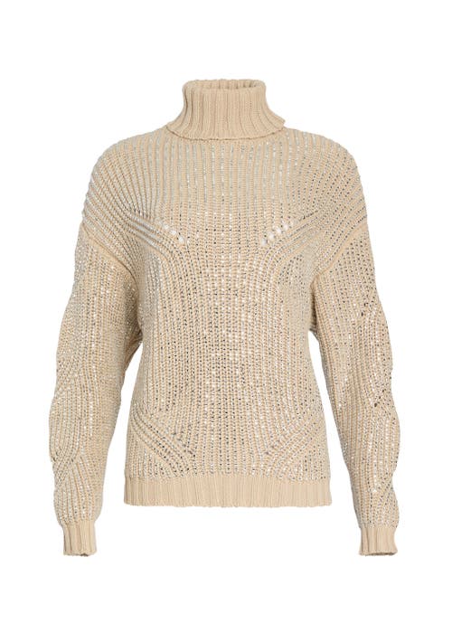 Retroféte Camden Embellished Turtleneck Sweater In Latte/silver