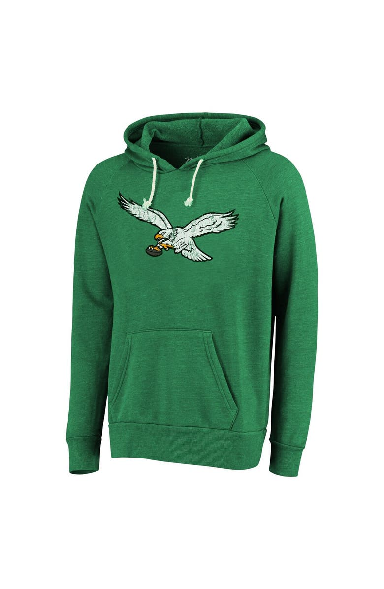 Majestic Threads Men's Majestic Threads Jalen Hurts Kelly Green Philadelphia Eagles Name & Number Tri-Blend Pullover Hoodie, Alternate, color, Kelly Green