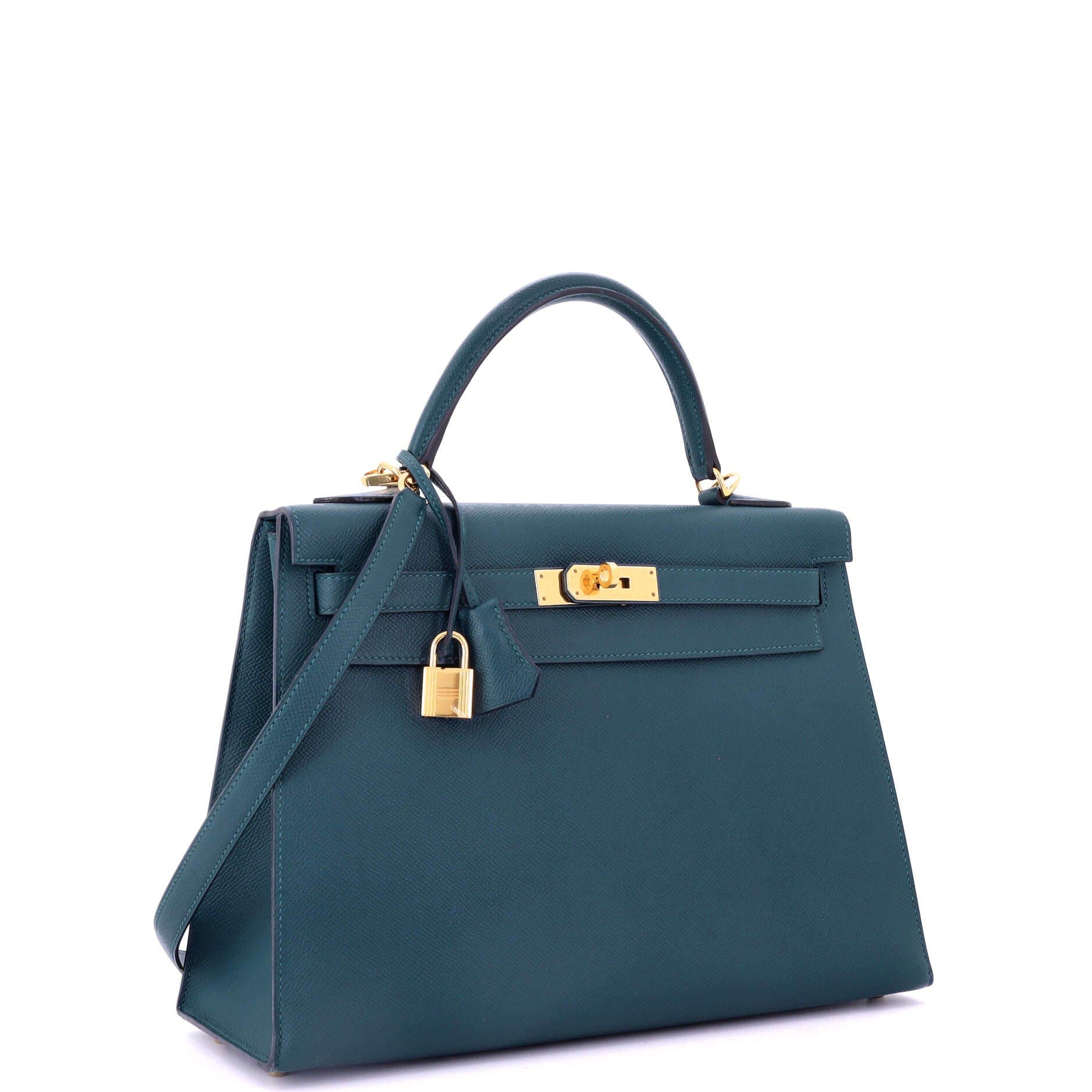 Pre-Owned Hermes Kelly Handbag Blue Epsom with Gold Hardware 32, Alternate, color, Colvert