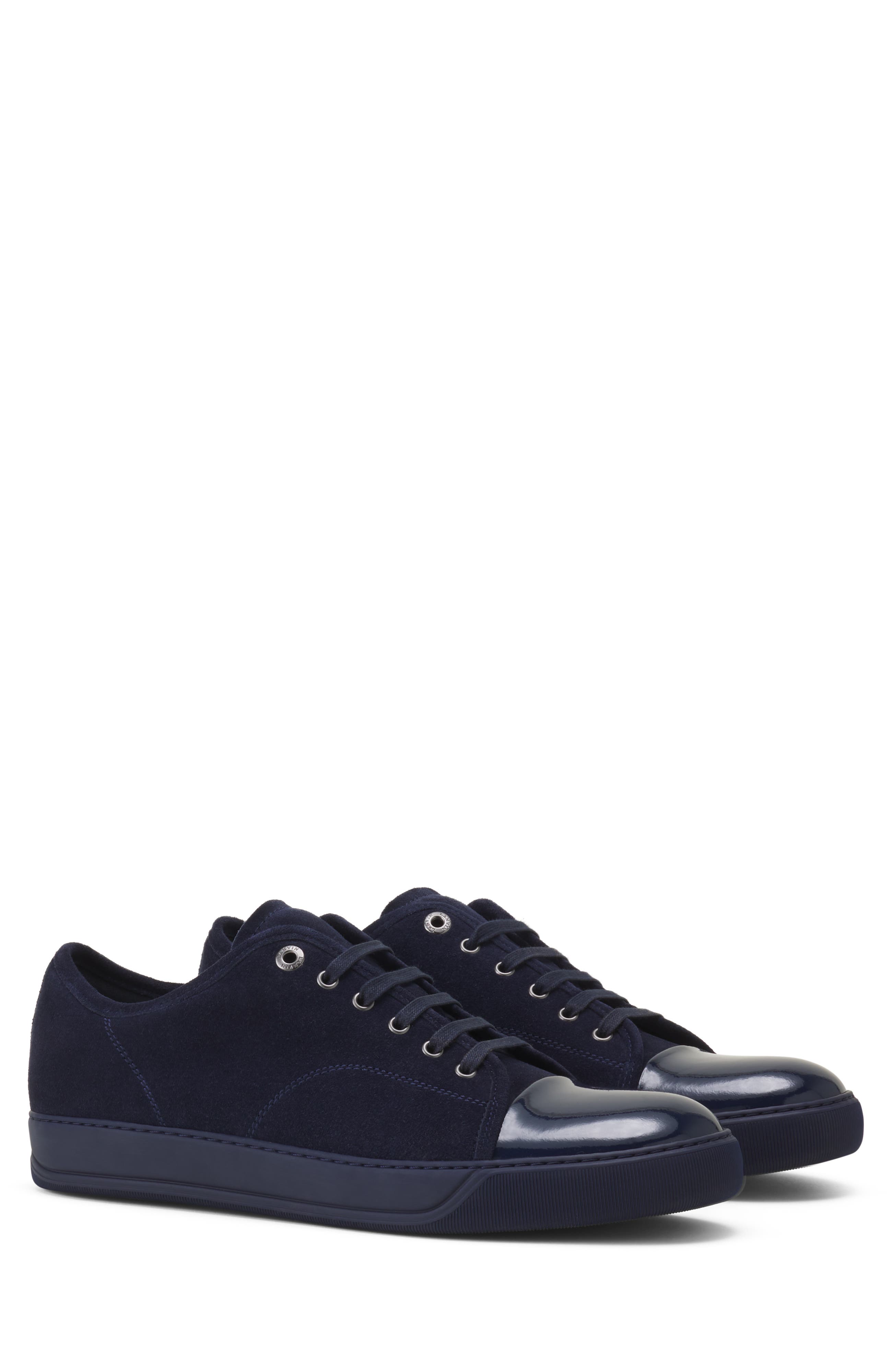 Lanvin Dbb1 Patent Leather And Suede Sneakers, Alternate, color, Navy Blue/Navy Blue
