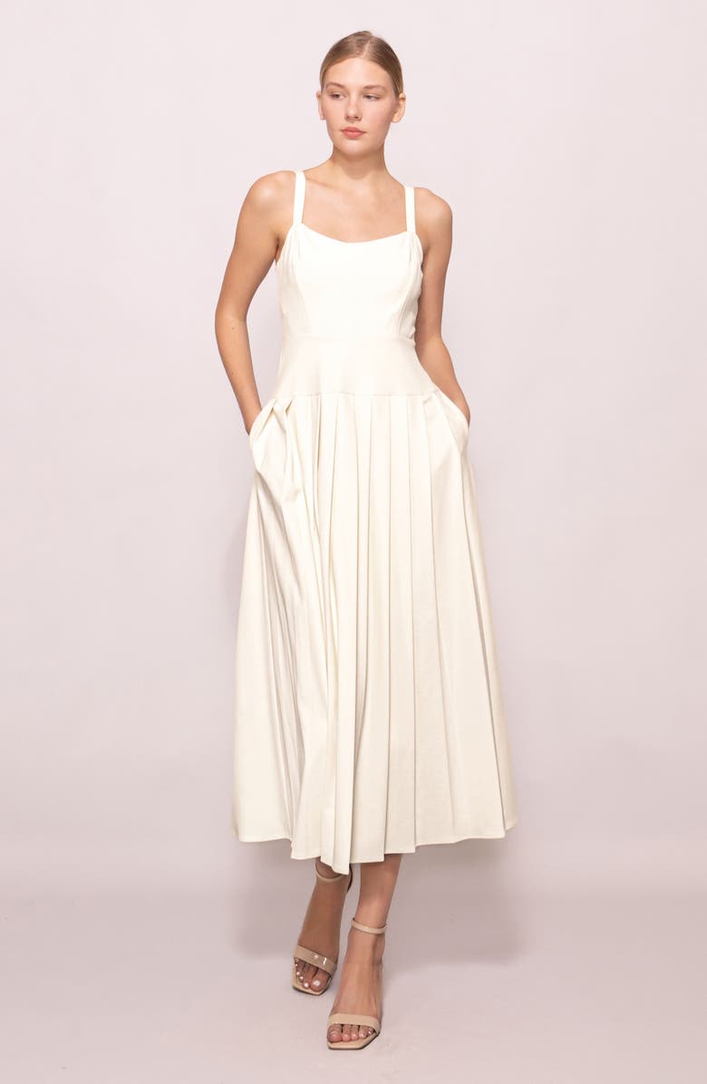 MELLODAY Pleated Sundress, Alternate, color, Ivory
