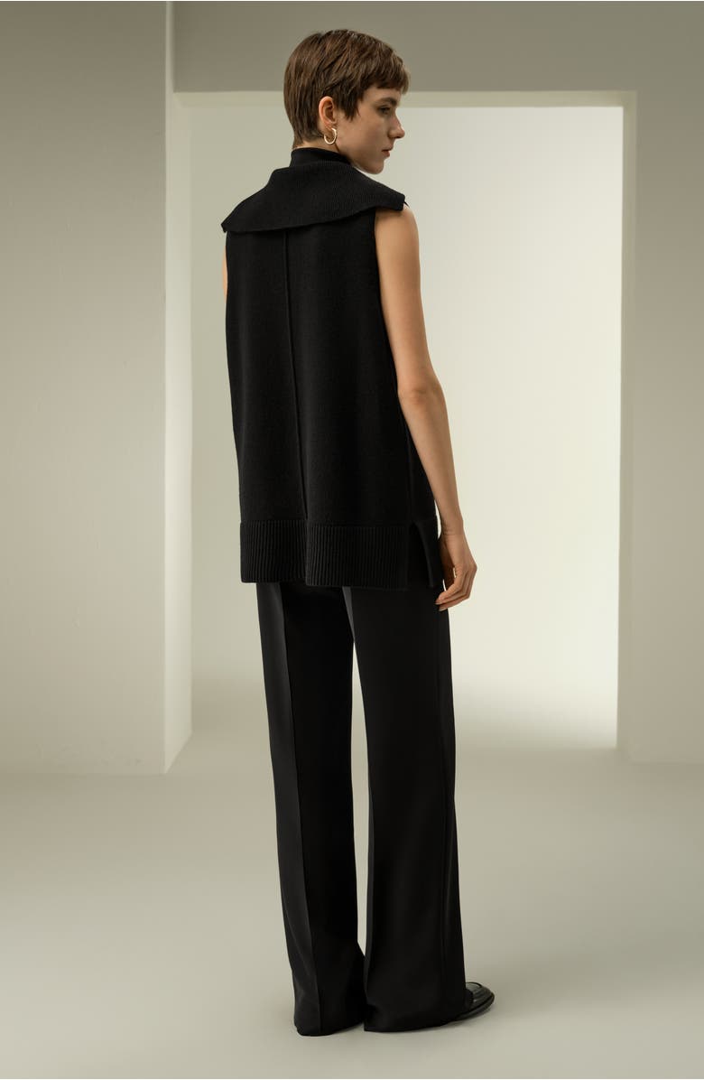 Lilysilk Vintage-Inspired Sleeveless Sailor Collar Sweater, Alternate, color, Black