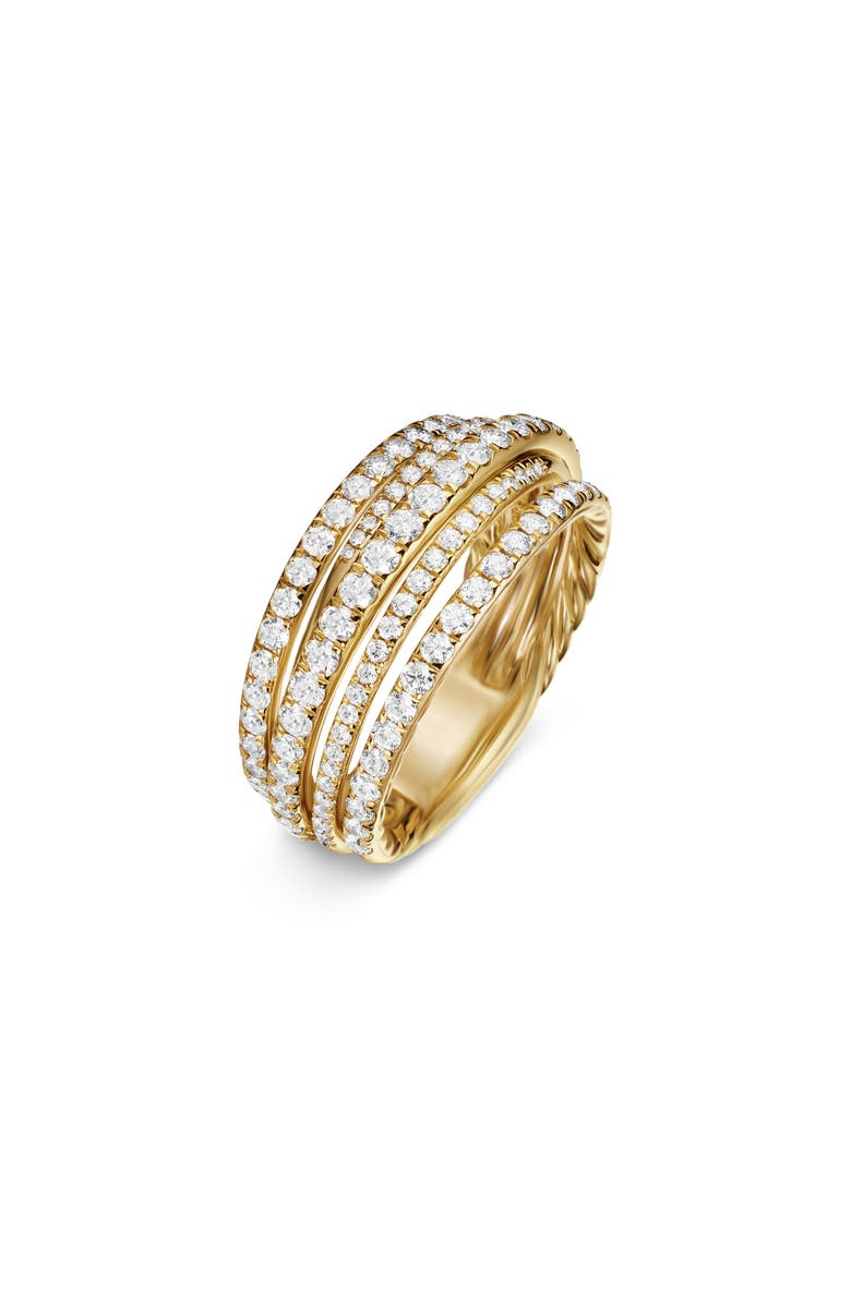 David Yurman 11MM PAVE CROSSOVER RING, Alternate, color, 18K Yellow Gold