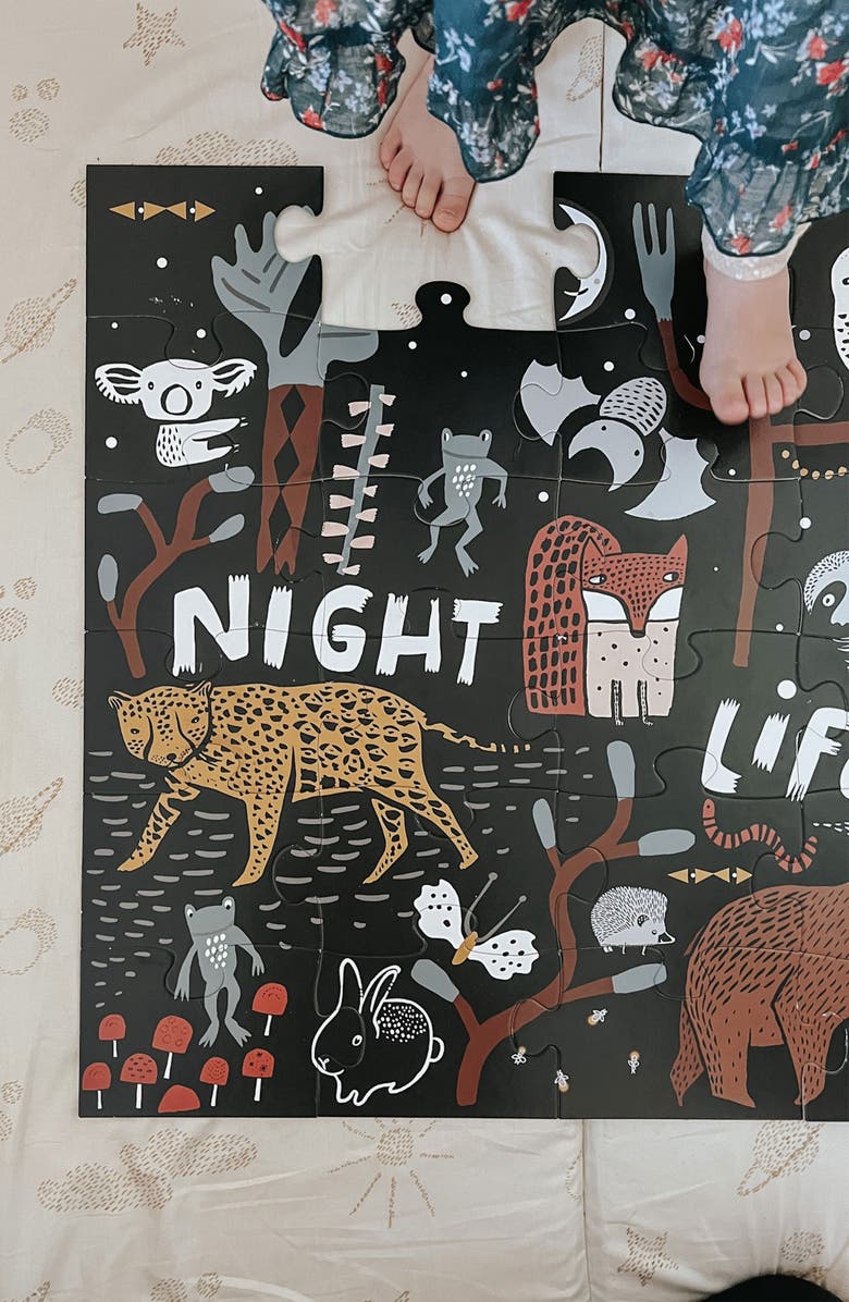 Wee Gallery Wild Life Floor Puzzle and Jungle Lacing Cards Bundle, Alternate, color, Woodland