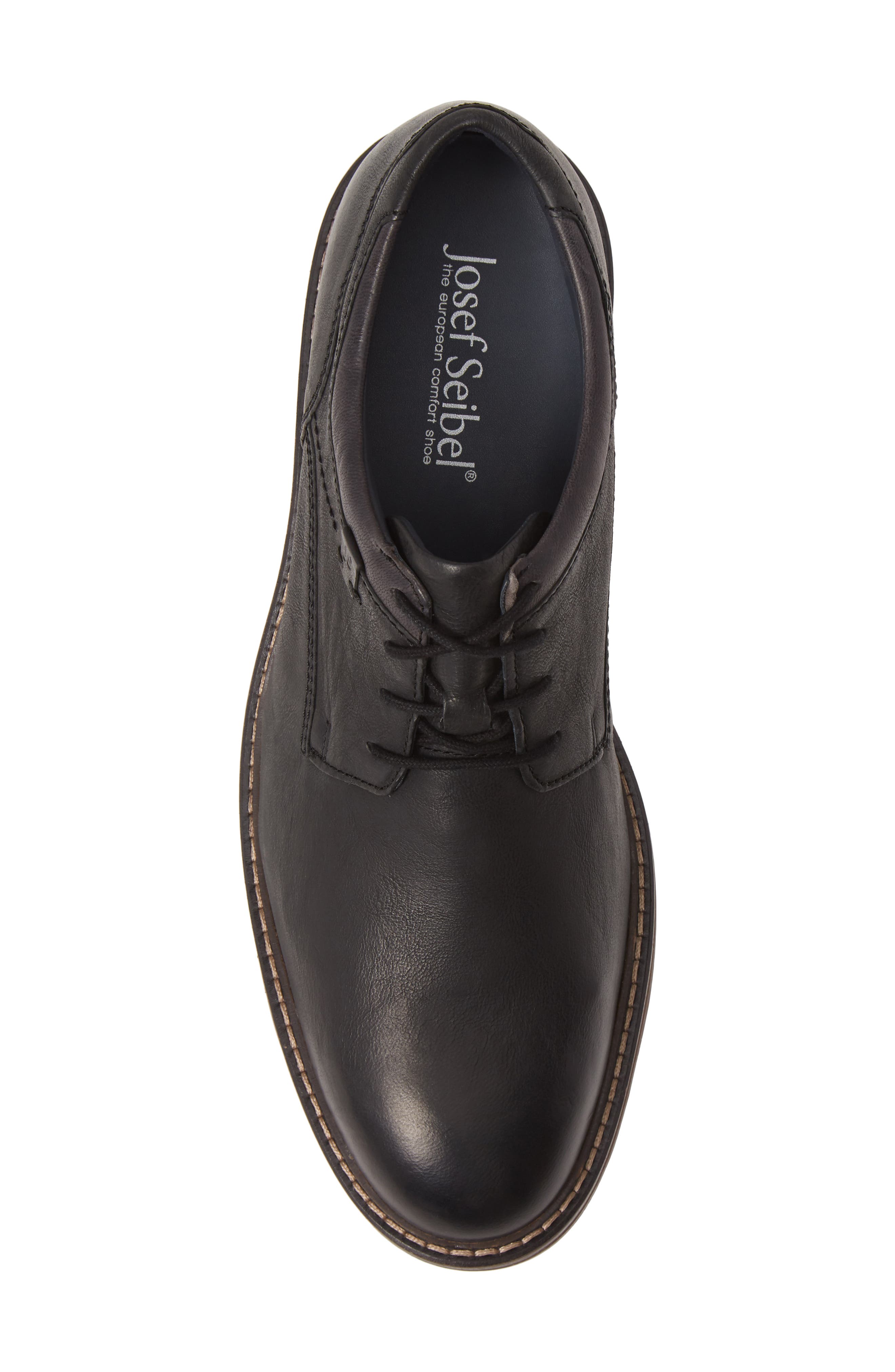Josef Seibel Earl Plain Toe Derby, Alternate, color, Black Leather