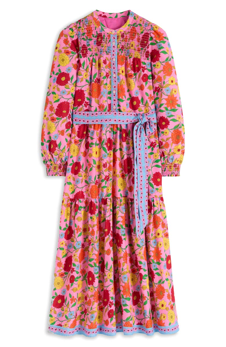 Boden Floral Long Sleeve Cotton Shirtdress, Alternate, color, 
