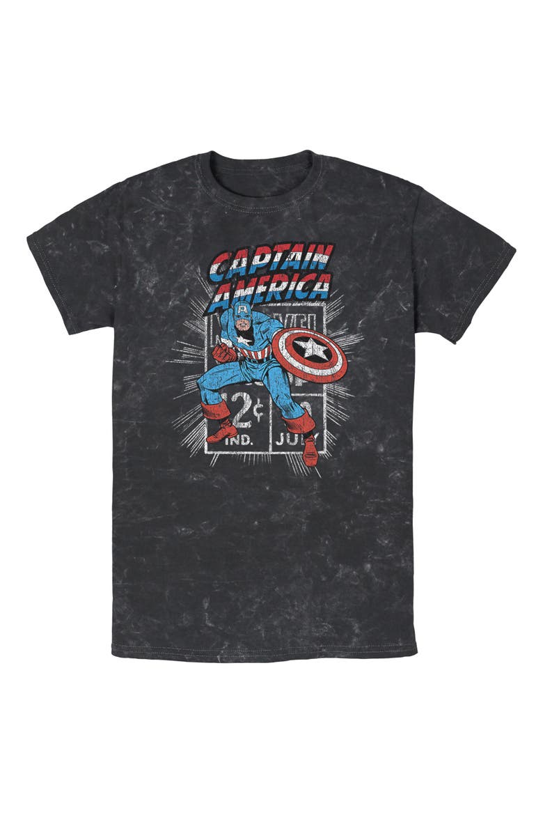 Men's Marvel Captain Comic Stamp  Graphic T-Shirt, Main, color, Black