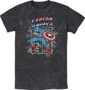 Marvel Men's Captain Comic Stamp Short Sleeve Graphic T-Shirt