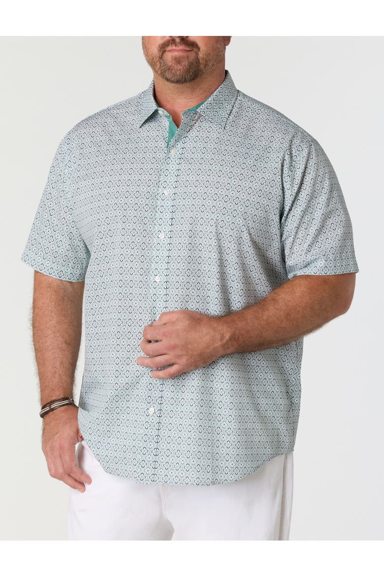 Big & Tall Quatrefoil Pattern Sport Shirt V2, Main, color, GREEN