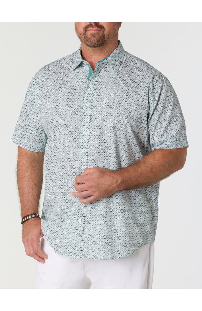 Synrgy by DXL Big & Tall Quatrefoil Pattern Sport Shirt V2, Main, color, Green