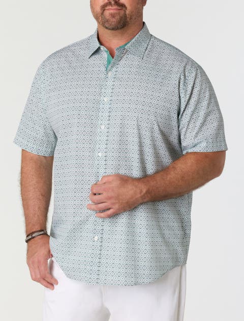 Big & Tall Quatrefoil Pattern Sport Shirt V2
