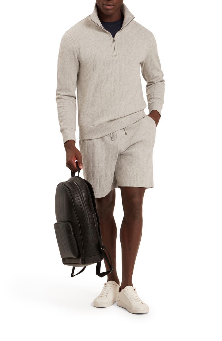 Ted Baker Dougles Texture Quarter Zip Sweatshirt, Alternate, color, Light Grey