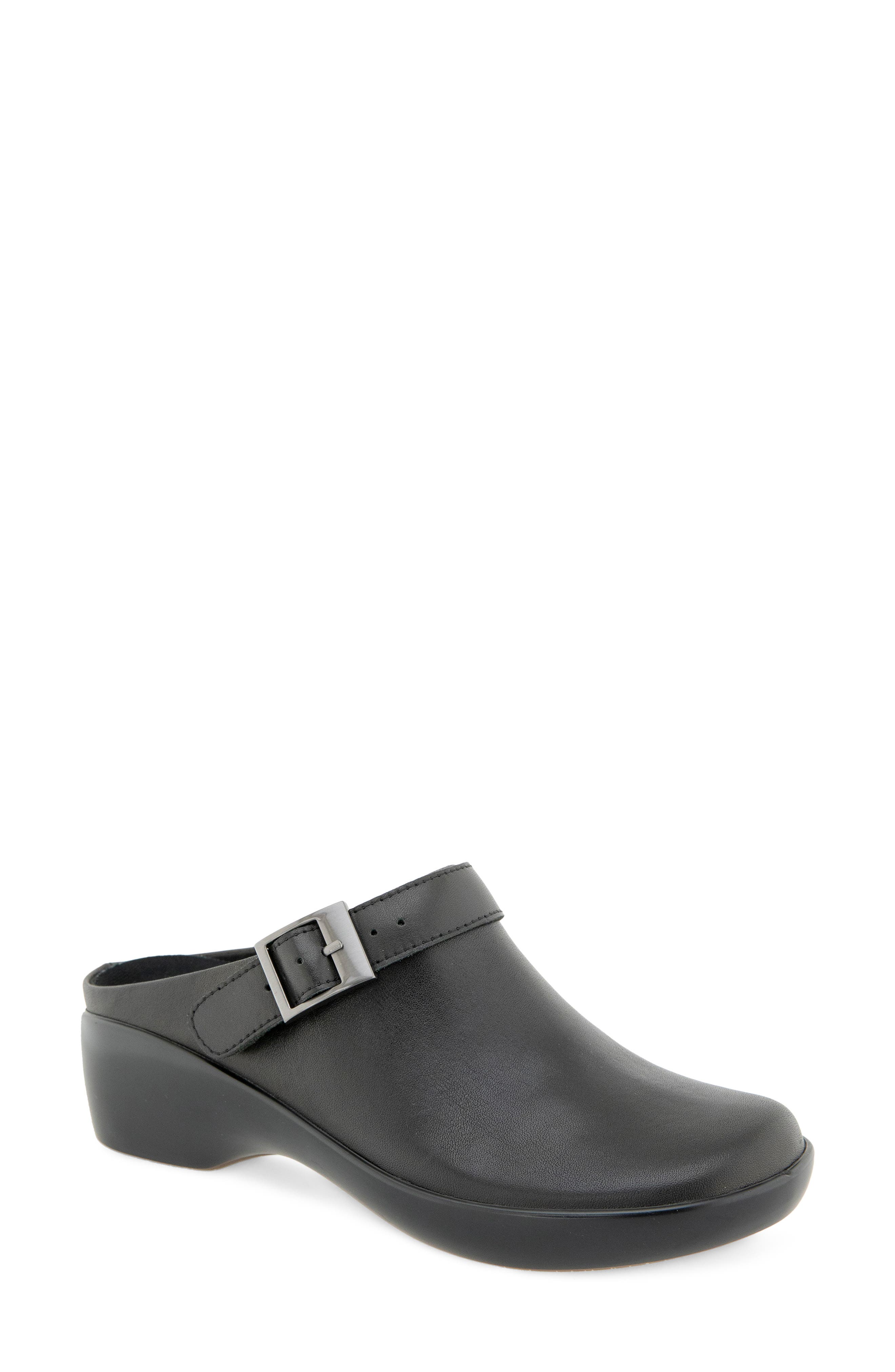 Clarice Leather Clog, Main, color, BLACK LEATHER
