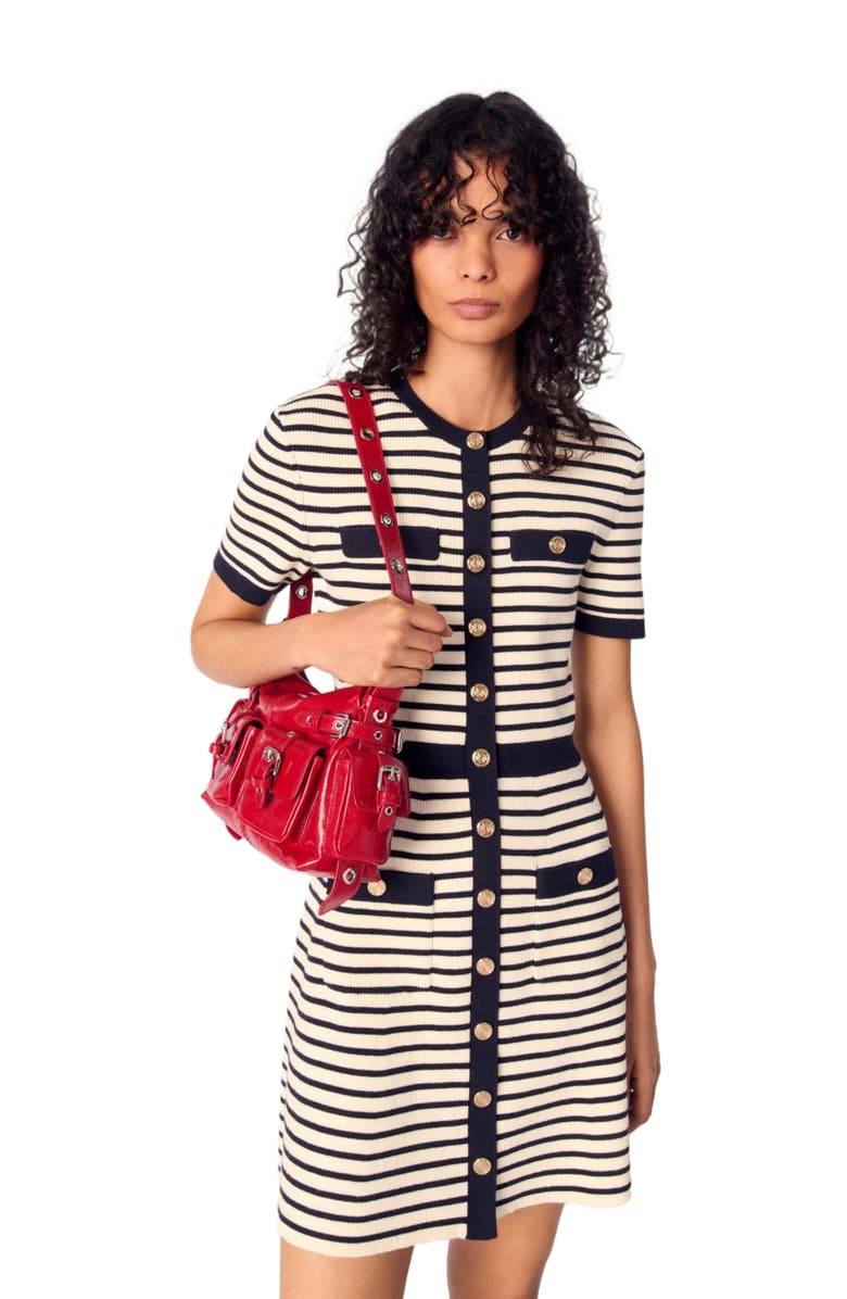 maje Rib knit short dress, Alternate, color, 