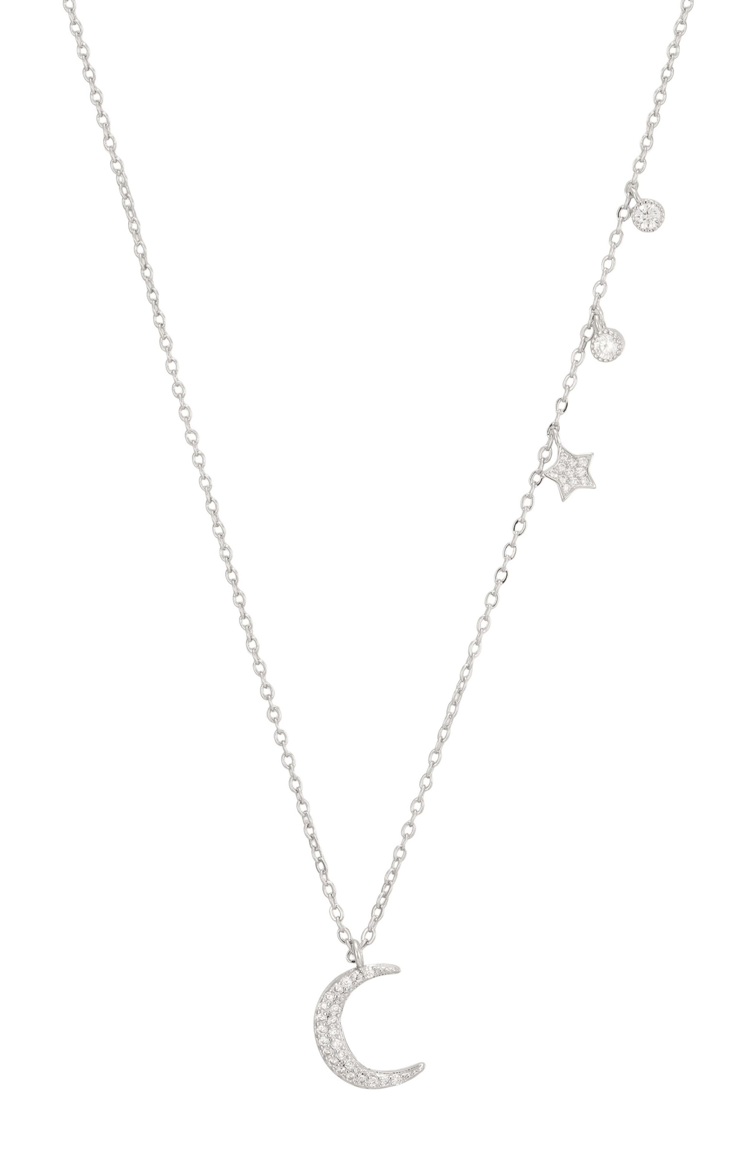 Cubic Zirconia Moon Pendant Necklace