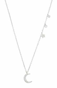Cubic Zirconia Moon Pendant Necklace